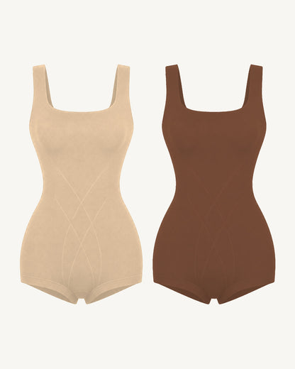 WEUP3D Built-In Bra Sculpt Bodysuit Nude + Cocoa 2-Pack product image