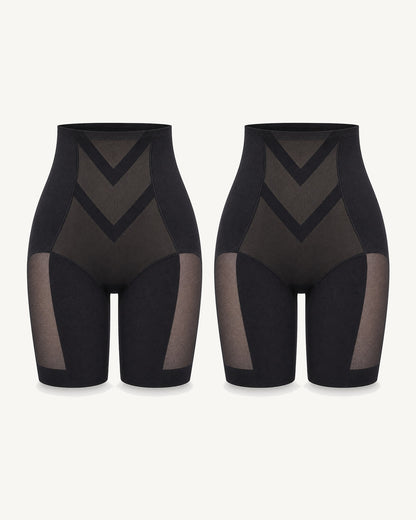 WEUP3D High-Waist Butt-Lift Shorts Black + Black 2-Pack product image