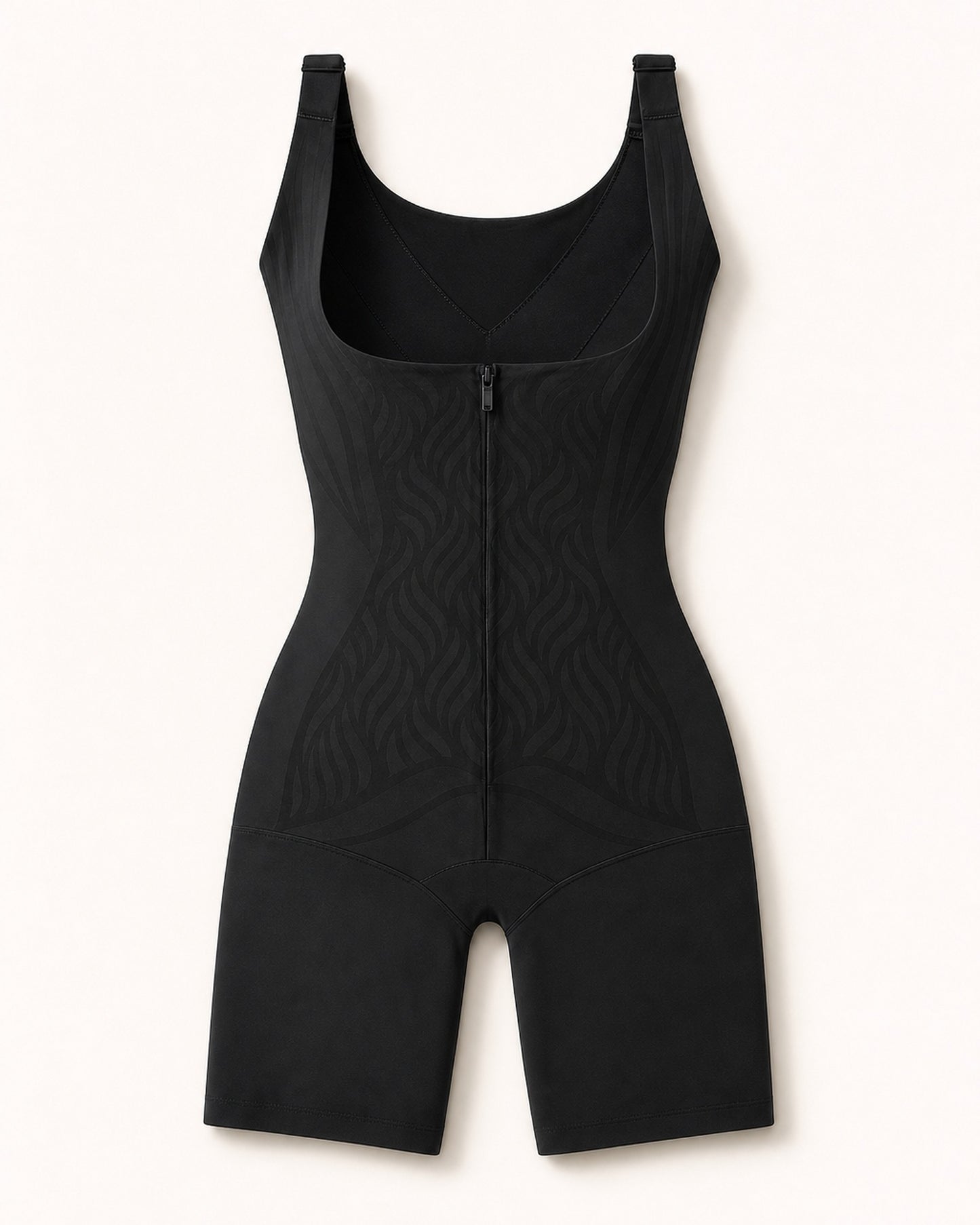 WEUP3D CoolFlex Zip Sculpt Bodysuit Black product flat view - full-media-approved-2026-06-01